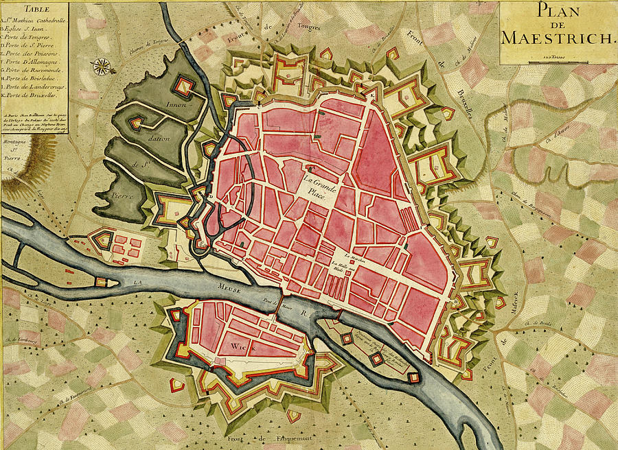 Antique map of Maestrich Photograph by Steve Estvanik