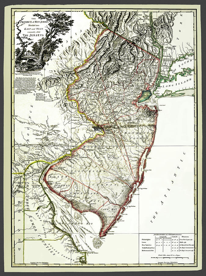 Antique Map of New Jersey Photograph by Phil Cardamone