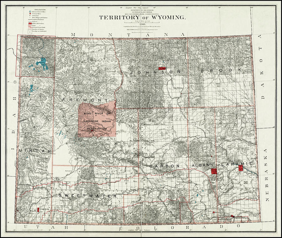 Antique Map Territory of Wyoming 1888 Photograph by Carol Japp