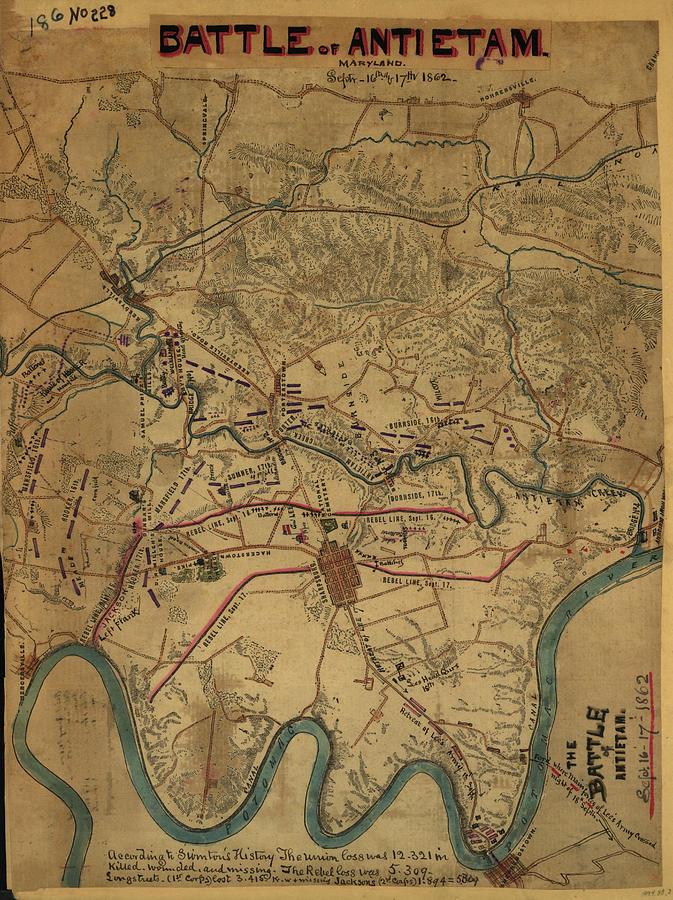 Antique Map - The Battle of Antietam September 16th and 17th, 1862 ...