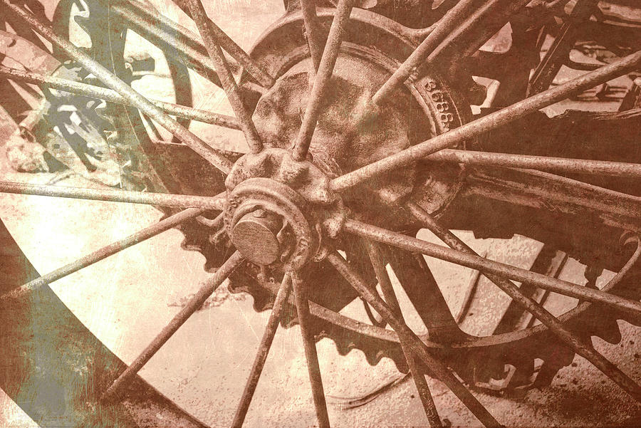 Antique Metal Wheel Vintage Style Photograph Photograph by Ann Powell