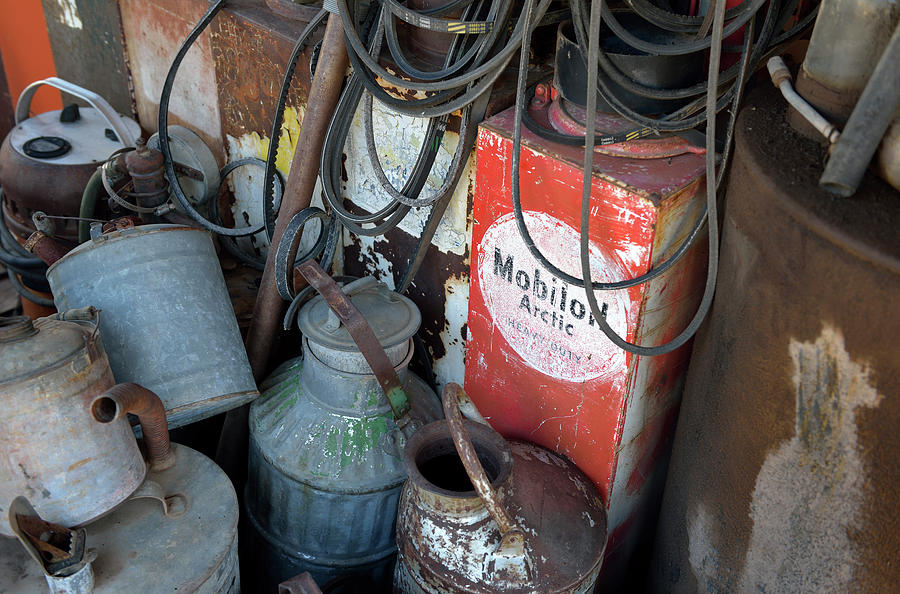 Antique Mobil Oil Arctic can, Jerome, Arizona, USA Photograph by Kevin Oke