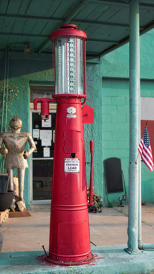 Antique Red Gas Pump Photograph by Ann Powell