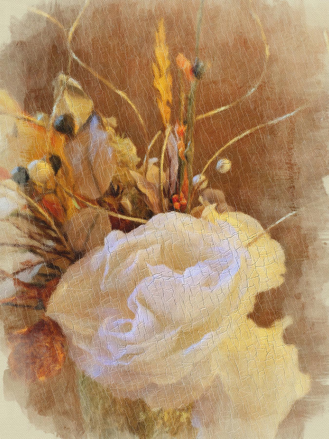 Antique Rose with Autumn Foliage Photograph by Diane Lindon Coy