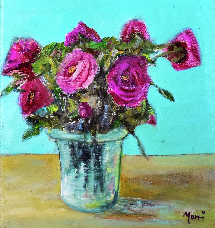 Antique Roses - Never too Many Painting by Morri Sims