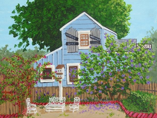 Antique Shop, Cambria CA Painting by Katherine Young-Beck