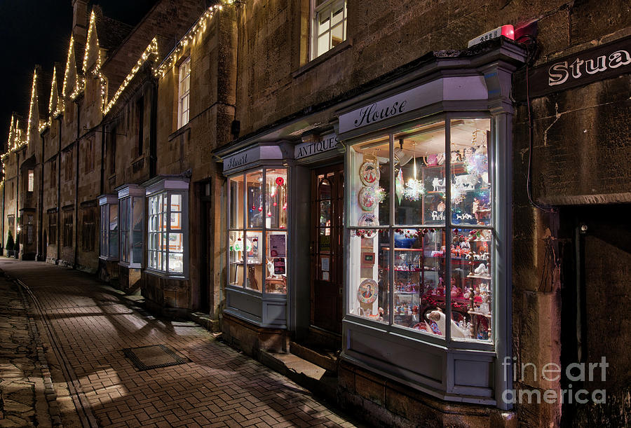 Antique Shop in Chipping Campden at Night Photograph by Tim Gainey