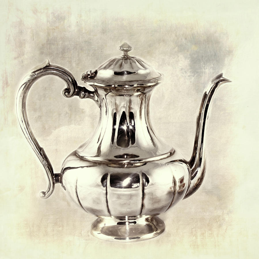 Tea Photograph - Antique Silver Teapot by Peggy Collins