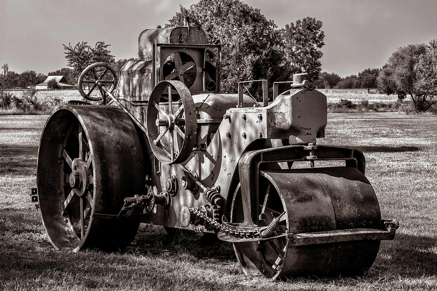 Antique Steam Roller in Sepia Photograph by James Barber