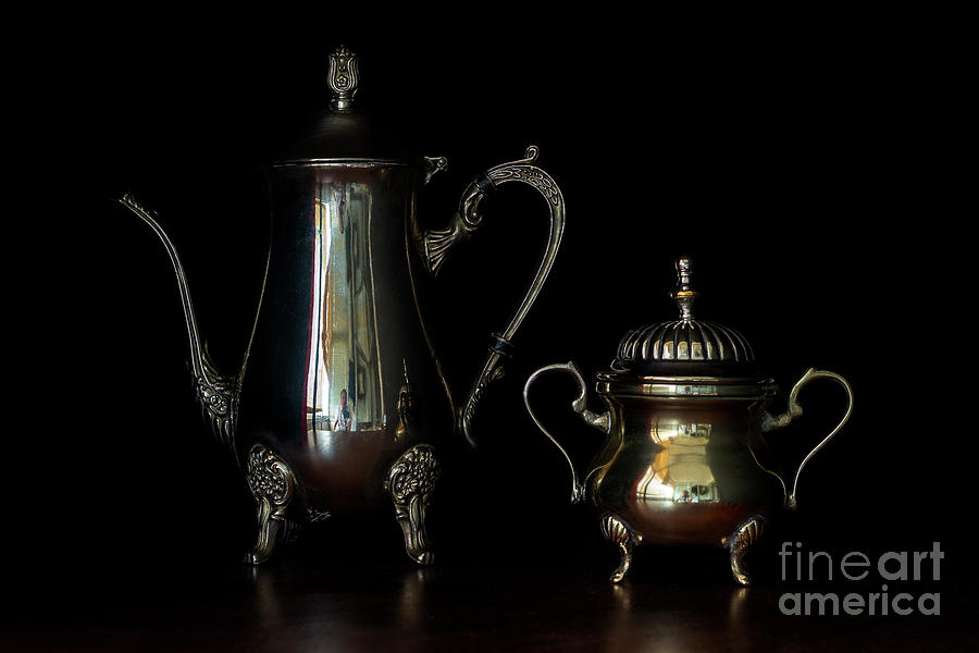 Antique Sterling Silver Coffee pot and Sugar Bowl Still Life Photograph by Pablo Avanzini