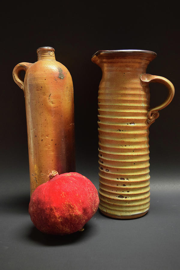 Antique Stoneware and Pomegranate Photograph by Frank Wilson