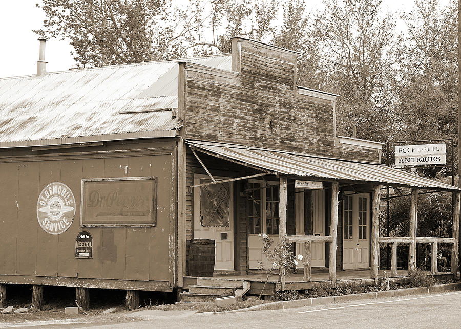 Antique Store Chappell Hill Texas Sepia Photograph by Connie Fox - Fine