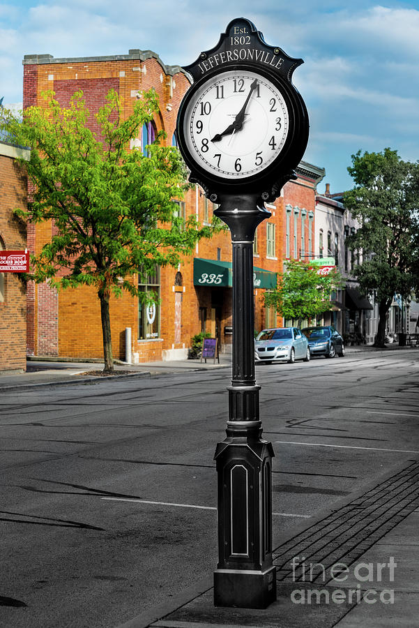 Antique Style Clock in Historic Jeffersonville - Indiana Photograph by Gary Whitton