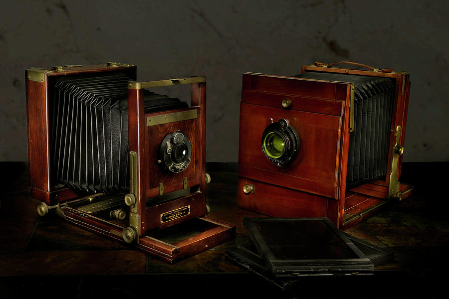 Antique View Cameras Lightpainting Photograph by Steve Templeton