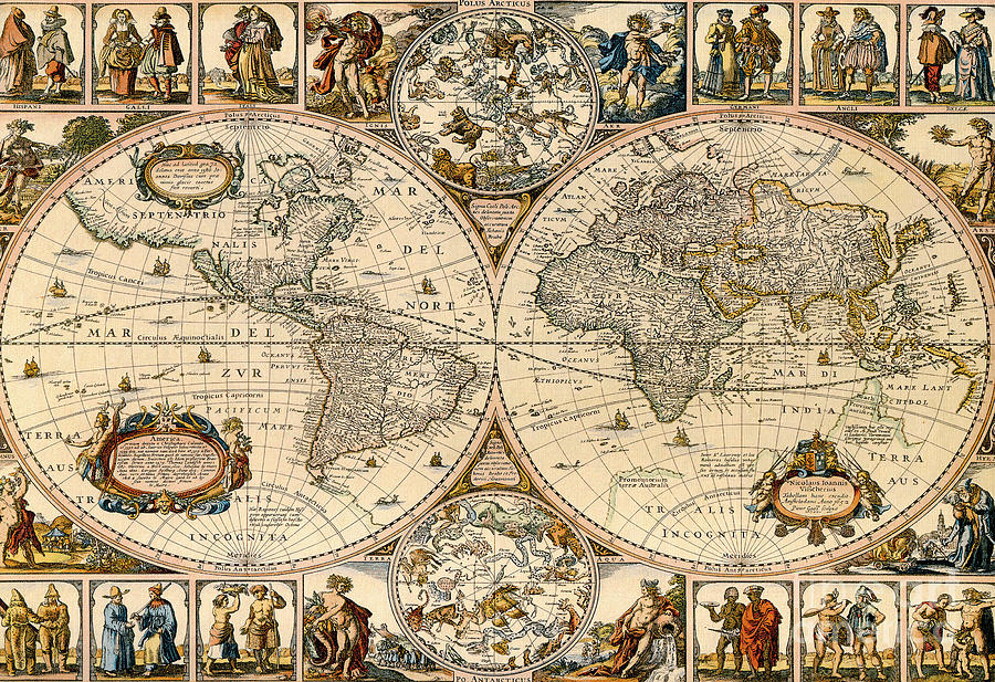 Antique World Map Henricus Hondius Digital Art By Nicolaus Ioannis ...