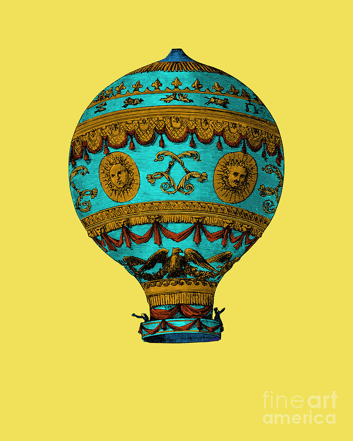 Fantasy Digital Art - Antique Yellow And Blue Balloon by Madame Memento