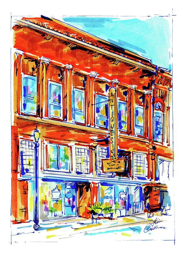 Antiques Downtown Denison Main Street Painting Painting