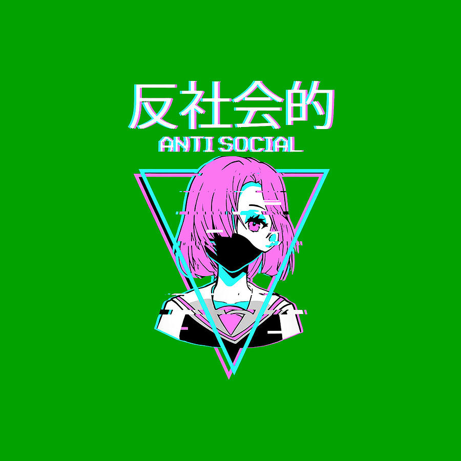 Aesthetic Anti Social Anime Girl Vaporwave EDM Digital Art by The Perfect  Presents - Pixels