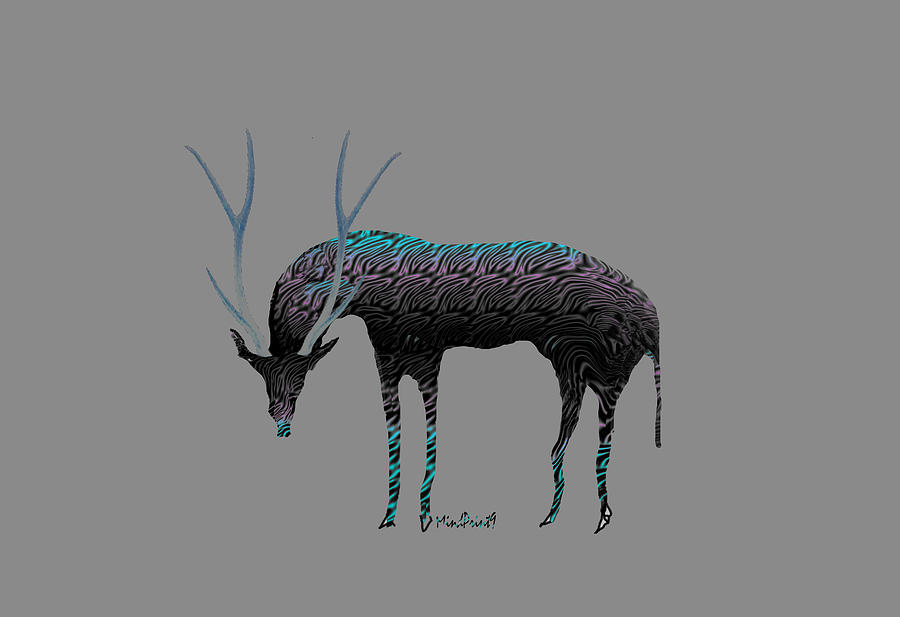 Antlered Deer Digital Art by Asok Mukhopadhyay