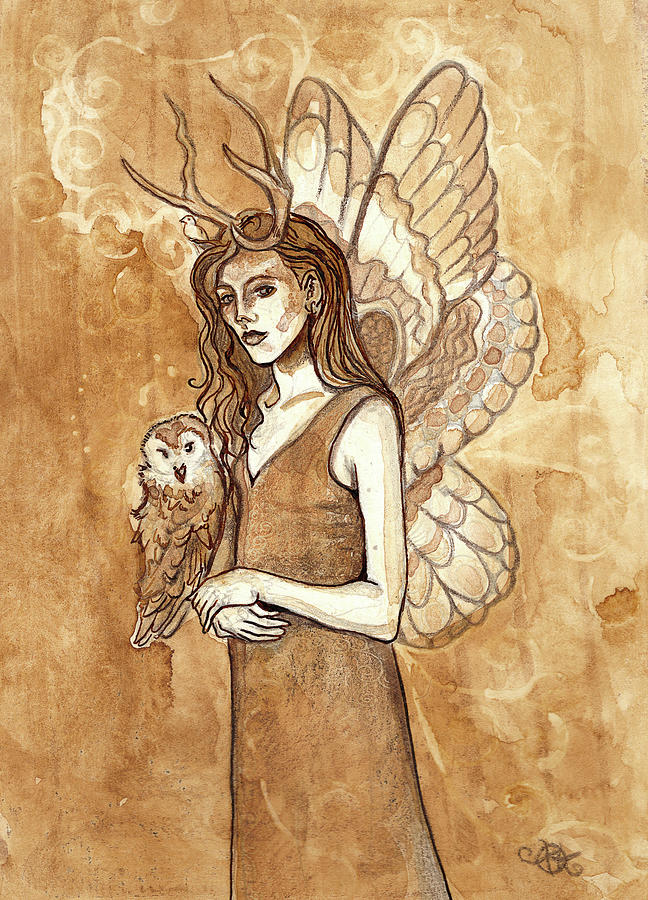 Antlered Fairy Drawing by Katherine Nutt
