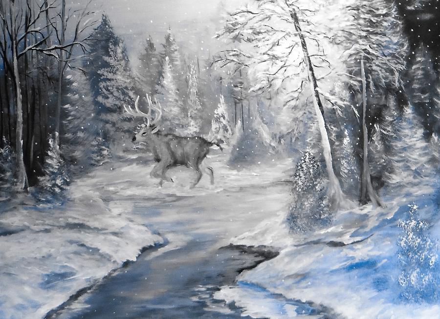 Antlers in the Forest Painting by Jacqueline Whitcomb