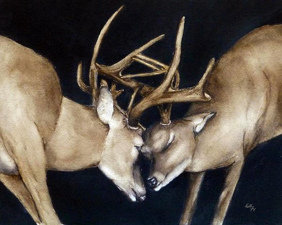 Antlers Shuffle Painting by Kelly Mills
