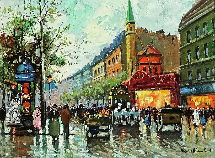 Antoine Blanchard Signed Parisian Street Scene Original Oil Painting Fine Art  Digital Art by Celestial Images