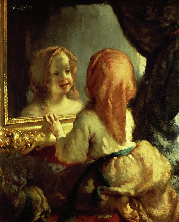 Jean Francois Millet Painting - Antoinette Herbert Looking in the Mirror by Jean-Francois Millet