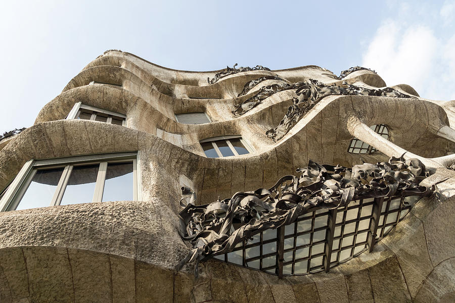 Antoni Gaudi La Pedrera Casa Mila - Sinuous Balconies and Twisted Free Form Railings Photograph by Georgia Mizuleva