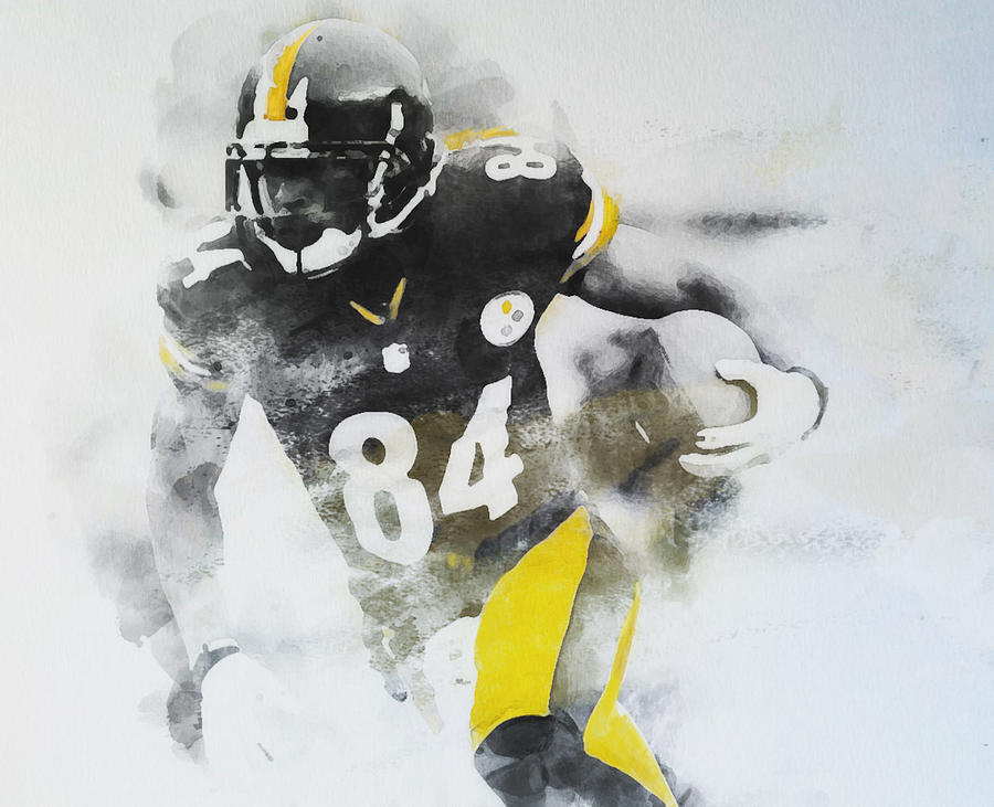 Antonio Brown Hitting a Hole Mixed Media by Brian Reaves