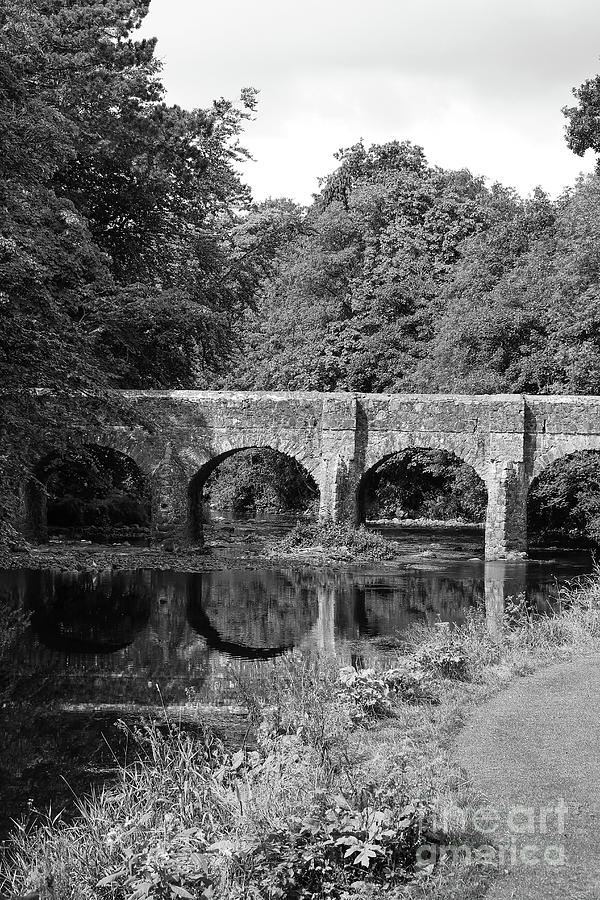 Antrim Castle Park Bridge bw Photograph by Eddie Barron