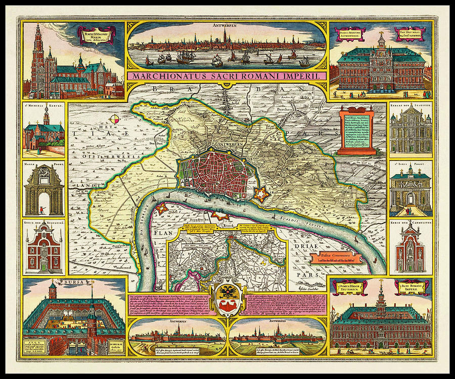 Vintage Photograph - Antwerp Belgium Vintage Historical Map 1624 by Carol Japp