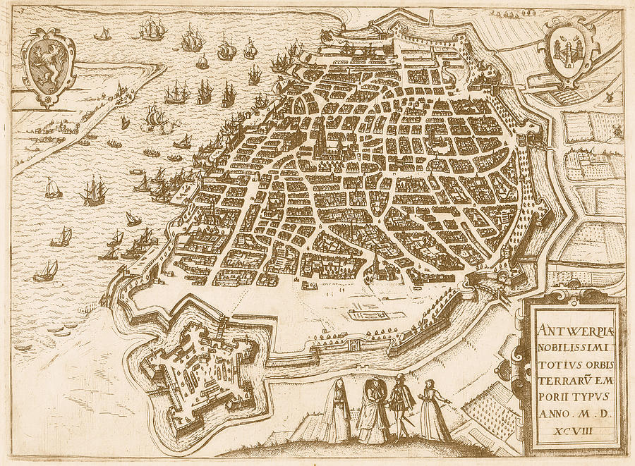 Antwerp map, 1609 Mixed Media by AM FineArtPrints