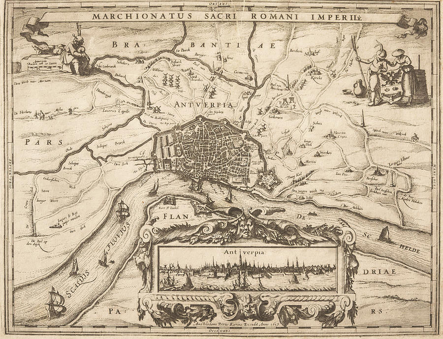 Antwerp map, 1617 Mixed Media by AM FineArtPrints