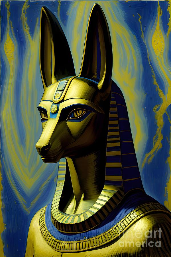 Anubis Egyptian God Painting Painting by Georgi Marchev - Fine Art America