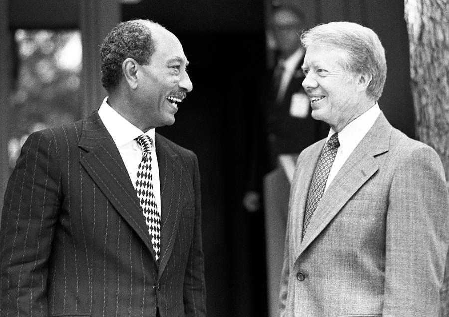 Anwar Sadat and President Jimmy Carter - 1978 Photograph by War Is Hell Store
