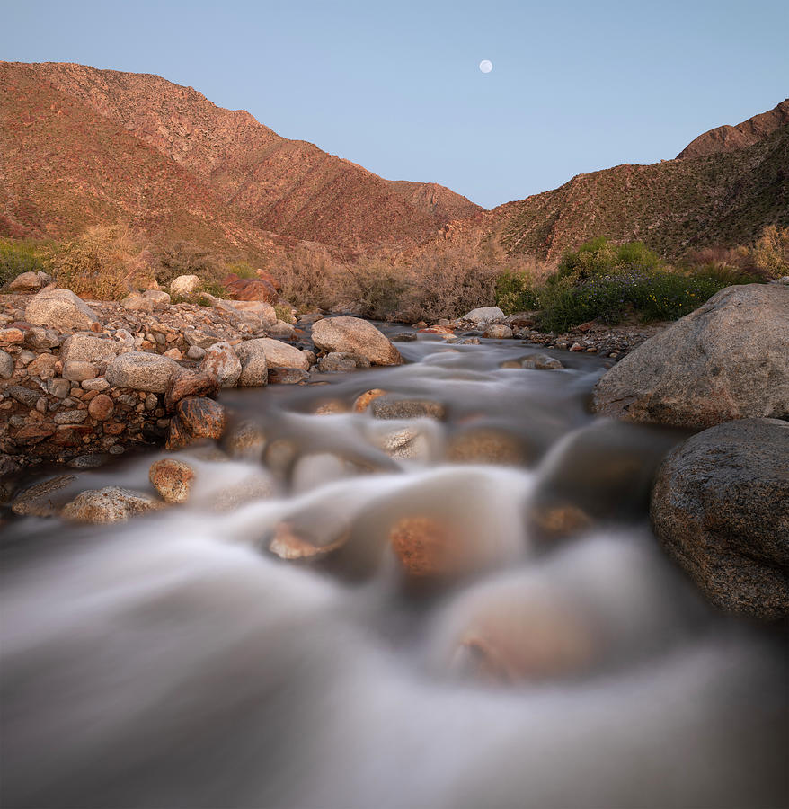San Diego Photograph - Anza Borrego River and Moonset by William Dunigan