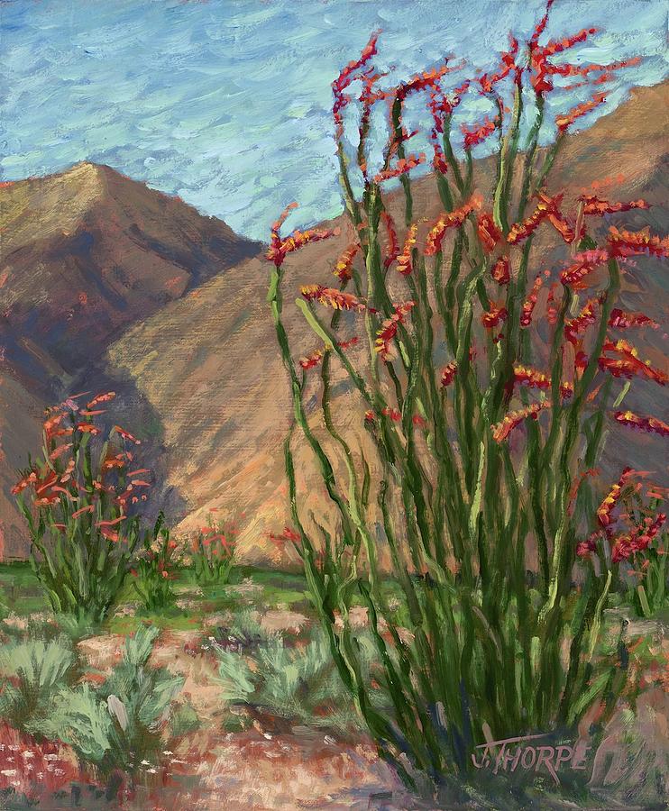 Anza Ocotillo Painting by Jane Thorpe