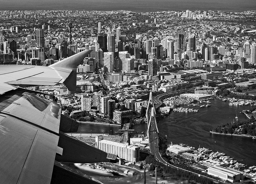 Anzac Bridge - Sydney - Australia - black and white Photograph by Steven Ralser