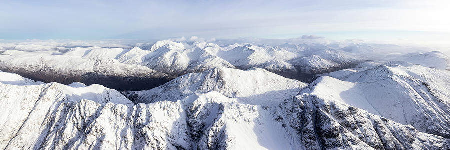Aonach Eagach Ridge and Ben Nevis Aerial Glencoe scotland Photograph by Sonny Ryse