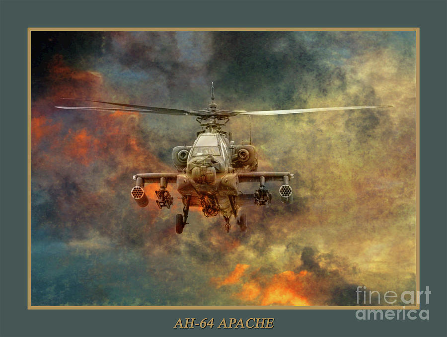 Apache Helicopter in Flight Poster Version Digital Art by Randy Steele