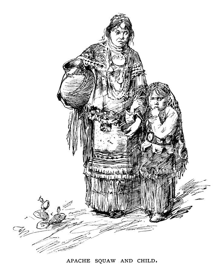 Apache squaw and child Drawing by Benoitb
