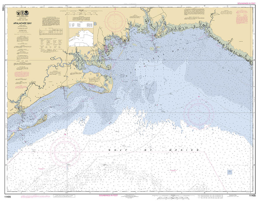 Apalachee Bay, NOAA Chart 11405 Digital Art by Nautical Chartworks