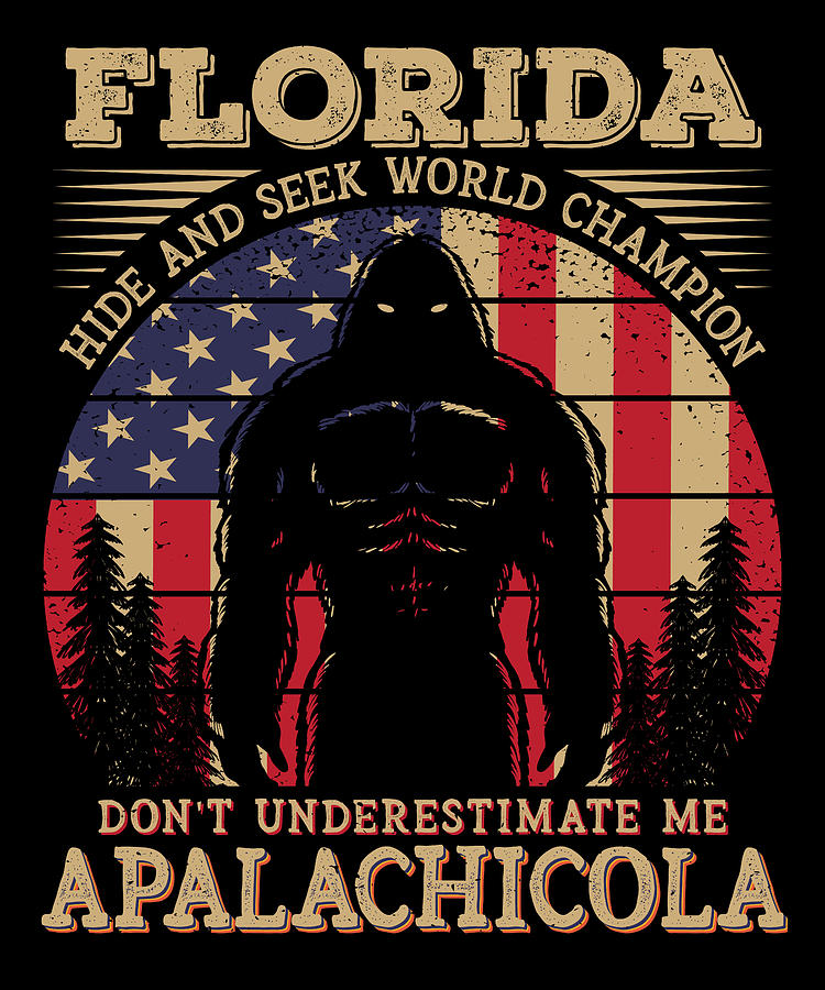 Apalachicola Florida Bigfoot 4th of July Patriotic USA Flag Sasquatch