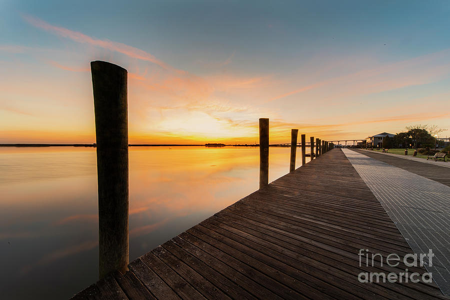 Apalachicola Sunrise Over Dock And Bay Photograph