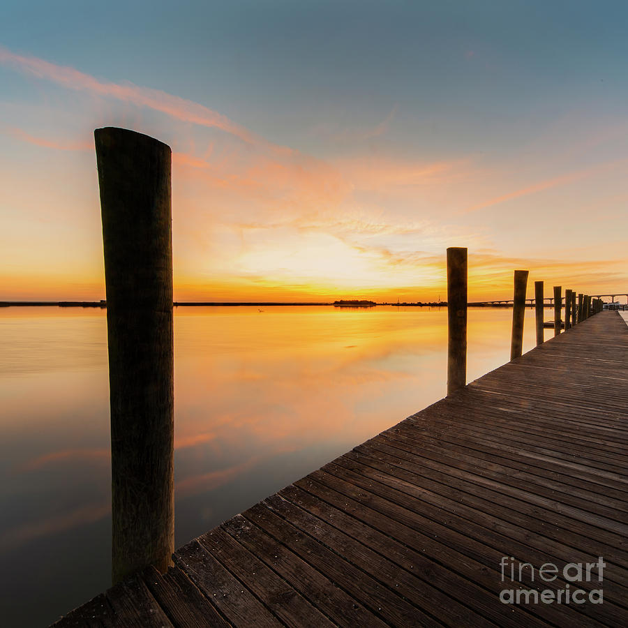 Apalachicola Sunrise Over Dock Square Photograph