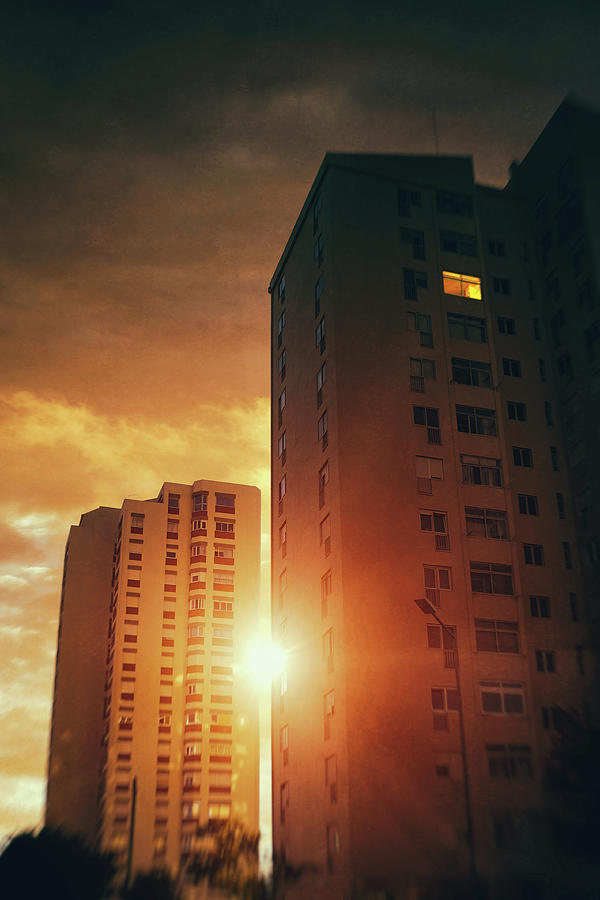 Sunset Photograph - Apartment Buildings at Sunset by Carlos Caetano