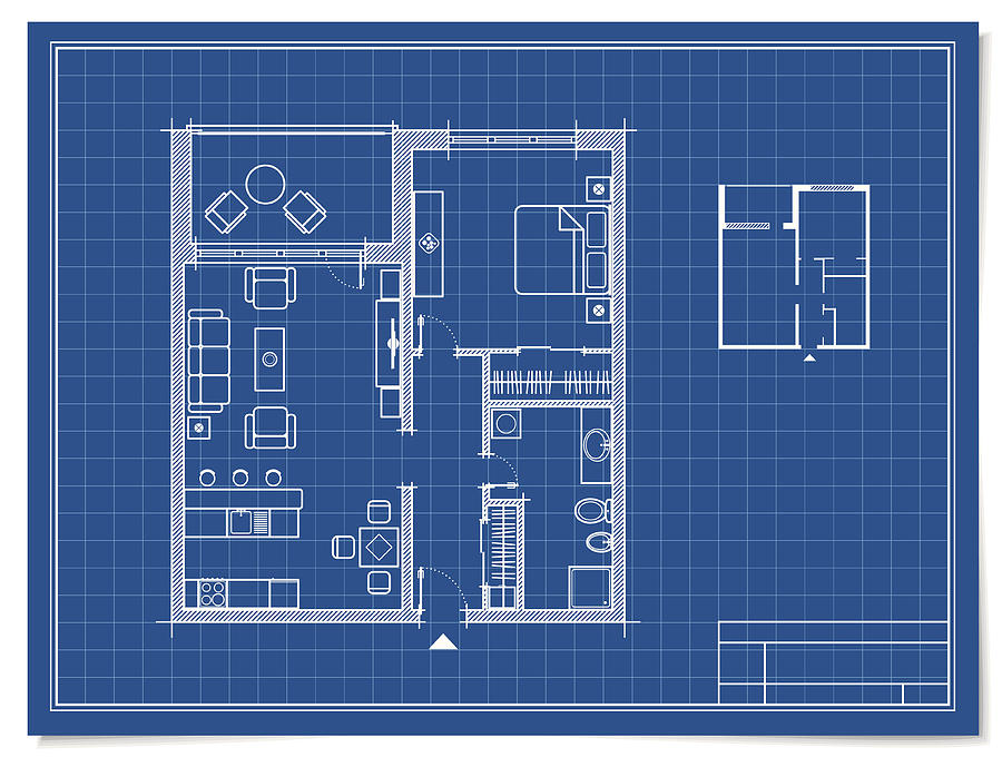 Apartment in Blueprint Drawing by OktalStudio