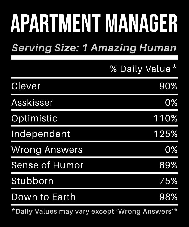 Apartment Manager Nutritional Values Funny Nutrition Facts Digital Art By Qwerty Designs Fine