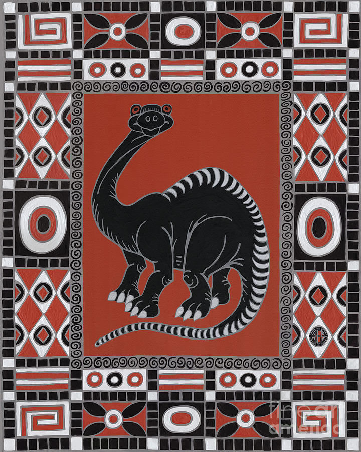 Apatosaurus. Geometric Pattern Painting by Amy E Fraser
